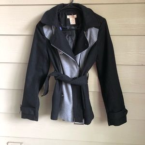 Paris Blue Wool Black & Grey Trench Coat